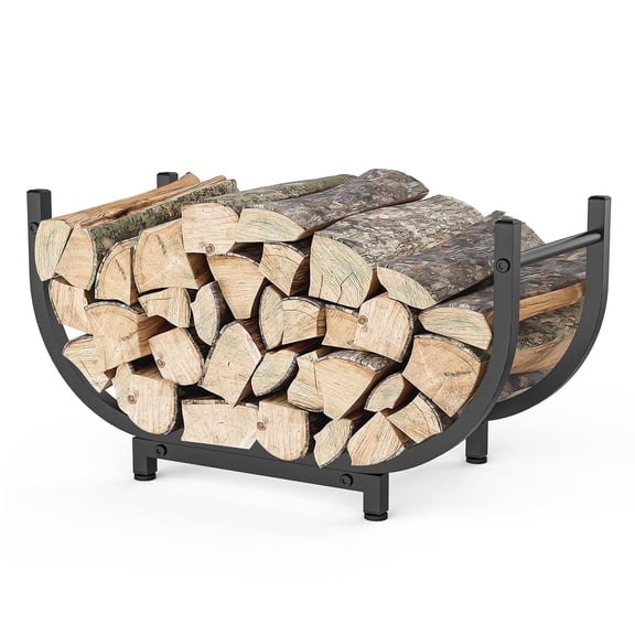 GoLookSky Heavy Duty Curved Firewood Rack, 30 inch Indoor Outdoor Log Holder, Rustproof Steel Wood Storage for Fireplace Patio