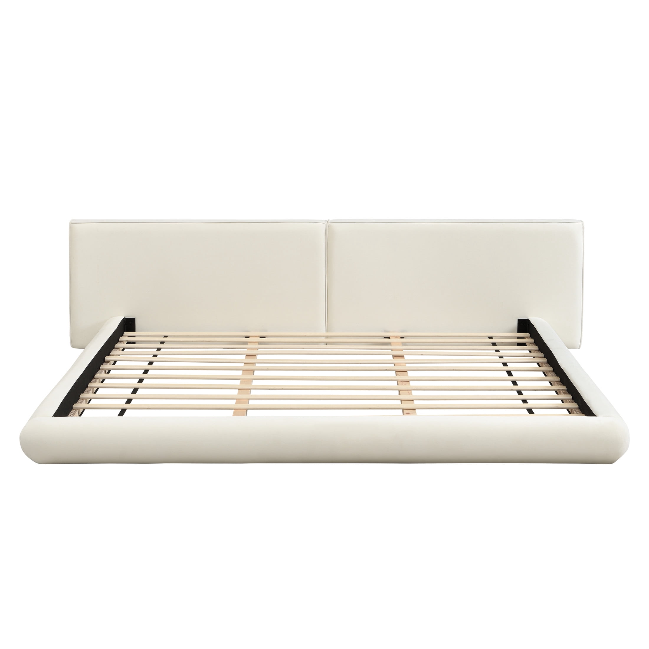 Christopher Knight Home Modern Floor-Hugging Upholstered Platform Bed, King Size, Cream