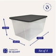thumbnail image 4 of HOMZ 56-Quart Clear Stackable Plastic Storage Containers, Gray Lid, 4 Pack, 4 of 10