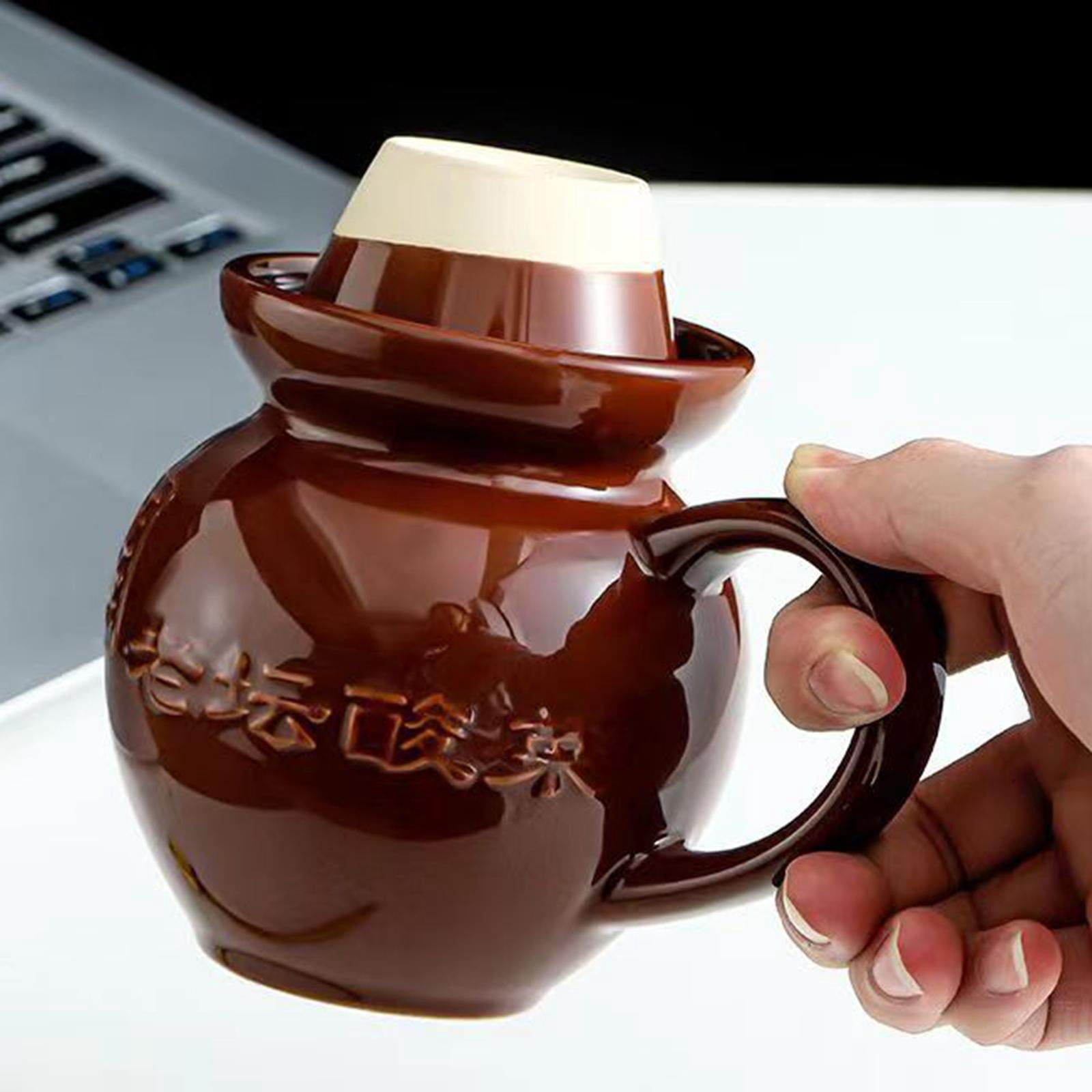 Coffee Mugs Ceramic Jar Ginger Jar Tea Canister Novelty Spice Jars Traditional Multipurpose with Handle And Lid 450ml Espresso Mugs Cup