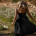 thumbnail image 4 of Femmes Été Sans Manches Couleur Unie Taille Haute Midi Robe de Cami, 4 of 7