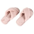 thumbnail image 3 of EeaseMX 1 par de pantuflas cálidas de felpa cruzadas con punta abierta para otoño e invierno, 3 of 8