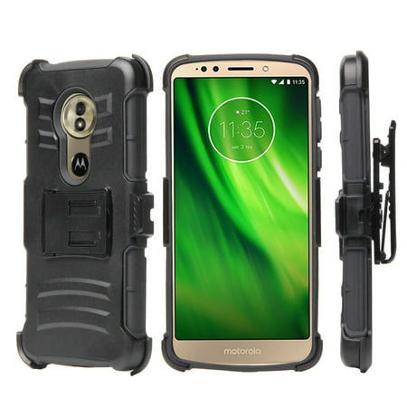 Beyond Cell Rugged Dual Layer Armor Phone Case with Swivel Belt Clip Holster for Moto E5 XT1920DL (Straight Talk, Tracfone, Total Wireless, Simple Mobile, Net 10) -