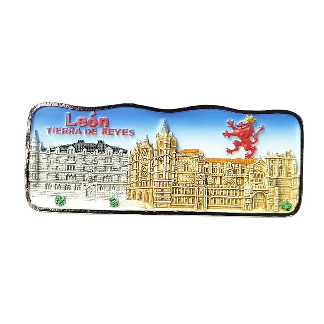 Imán para nevera León 3D de resina para recuerdo con emblemático monumento, 11,2 cm