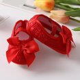 thumbnail image 5 of Gyratedream Infant Baby Girls Sweet Embroidery Soft Soled Princess Shoes with Big Lace Bowknot for 0-18M, 5 of 7