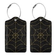 thumbnail image 3 of Pofeuu Golden Spider Web Print Luggage Tags, Privacy Cover ID Label with Stainless Steel Loop and Address Card for Travel Bag Suitcase-2 PCS, 3 of 5