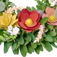 thumbnail image 4 of Northlight Shaved Wood Florals and Foliage Artificial Small Spring Wreath - 13.75", 4 of 5