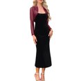 thumbnail image 2 of INSPIRE CHIC Satin Shrug for Women's Evening Dresses Mesh Formal Coverup Open Front Long Sleeve Cropped Bolero Halloween XS Burgundy, 2 of 6