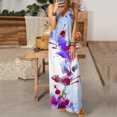 thumbnail image 1 of SMihono Summer Boho Maxi Dress pour les Femmes Plus Size Femmes de la Mode Summer Fronde V-Cou Sans Manches Papillon Impression Slim Plage Dress Plage Balançoire Robe de Soleil, 1 of 4