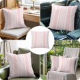 thumbnail image 4 of Throw Pillow Covers, Pink Stripe 16x16 Pillow Covers for Couch/Sofa/Bed, Boho Striped Modern Minimalist Geometric Lines Decorative Square Linen Cushion Pillowcase for Home Decor, 4 of 9