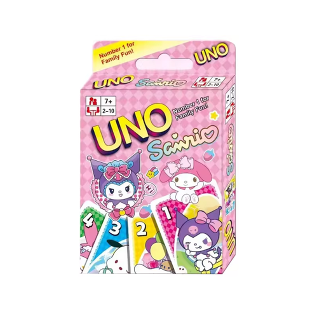 Mattel Games UNO sanrio juego de cartas para Noche Familiar con gráficos temáticos de programa de Tv y una regla especial para 2-10 jugadores(YELLOW