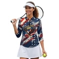 thumbnail image 2 of HUIACONG USA Pattern 250 Years Women's Golf Polo Shirts Quarter Zip with Soft Fashion Quick Dry Golf Shirt Women for Outdoor Activities Sports Tennis Workout, 2 of 10