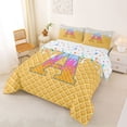 thumbnail image 2 of Catabedysis Waffle Pattern Full Size Comforter Sets For Boys,Colorful Personalized Monogrammed A Bedding Comforter Set,Colorful Stars Reversible,3pcs,1 Comforter and 2 Pillowcases, 2 of 7