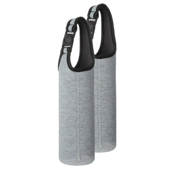 2pcs Neoprene Carrier Water Bottle Sleeve, 15.5-20oz Insulated Water Glass Bottle Carrier Bag Collapsible Drink Bottle Sleeve Cover Holder with Handle, Gray