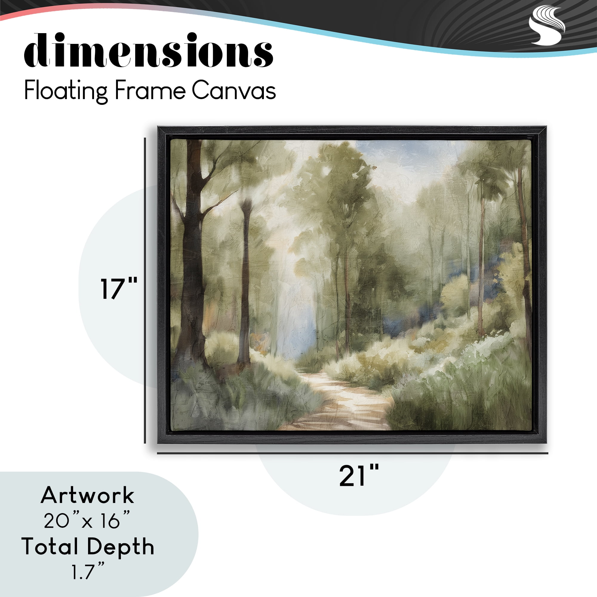 Hazy Atmospheric Walk Black Framed Floater Canvas Wall Art, design by Kim Allen