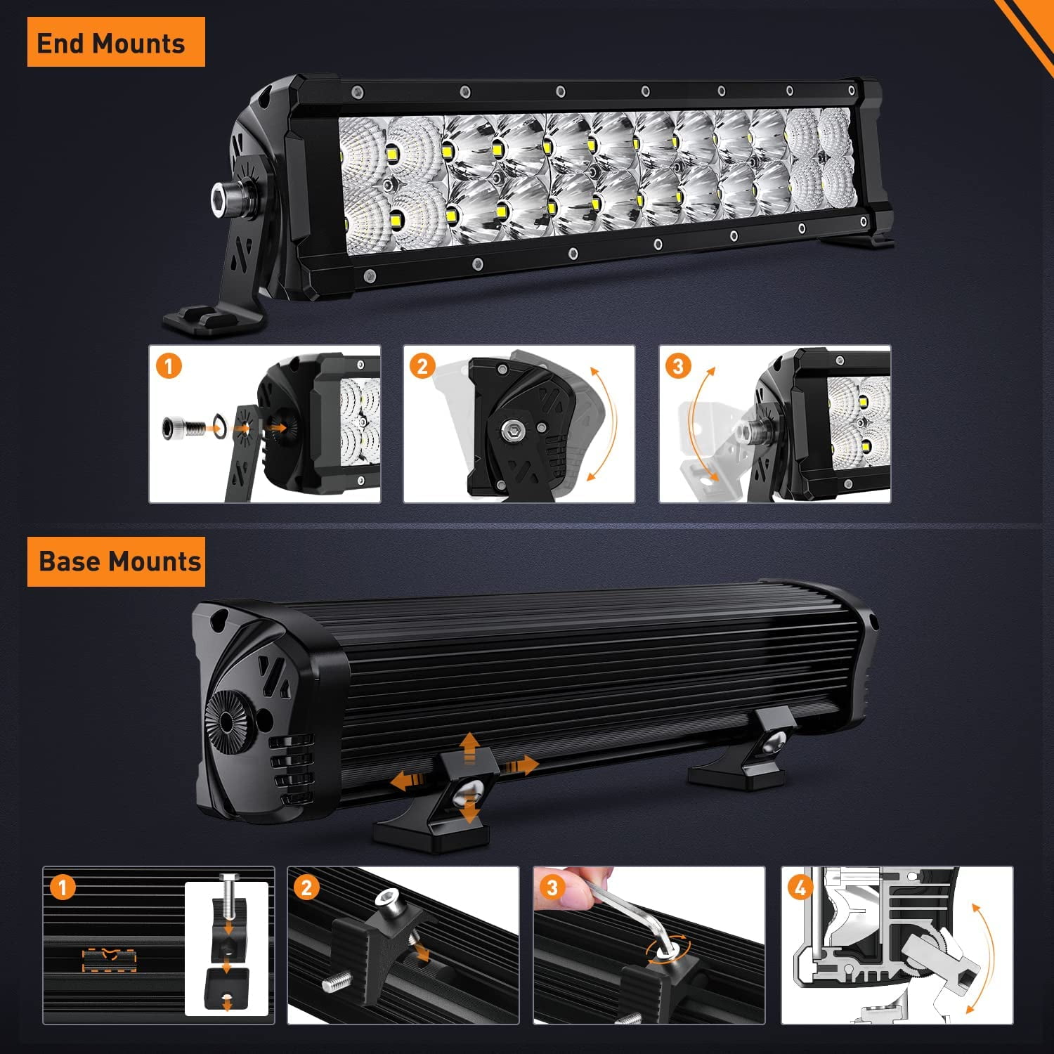 Nilight 13.5 Inch LED Light Bar 120W Flood Spot Combo Beam 14400LM IP68 Offroad Lighting LED Driving Lamp for Pickup Truck SUV ATV UTV Boat 4x4 Jeep