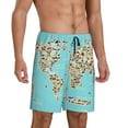 thumbnail image 2 of Fotbe World Travel Line Icons Map Pajama Shorts for Men, Men's Pajama Bottoms, Sleepwear,Short Pajama Pants-Small, 2 of 9