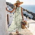 thumbnail image 5 of Xixirimido Green Leaf Line Print Women Maxi Dresses Casual Summer Dresses Tank Long Flowy Sleeveless Sundresses with Pockets Beach Vacation Outfits, X-Large, 5 of 7