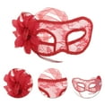 thumbnail image 3 of Unique Bargains 1 Pc Floral Lace Half Face Party Mask for Masquerade Party Red, 3 of 5
