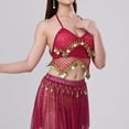 thumbnail image 5 of Kctiaxy Womens Summer Tops with Built in Bra Spaghetti Strap Fringe Sparkly Tank Top Sleeveless V-Neck Belly Crop Blouse Dance Performance, 5 of 8
