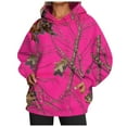 thumbnail image 2 of Women's Camo Pullover Hoodie Long Sleeve Sweatshirts Drop Shoulder Fall Sweatshirt Tops Pink L, 2 of 5