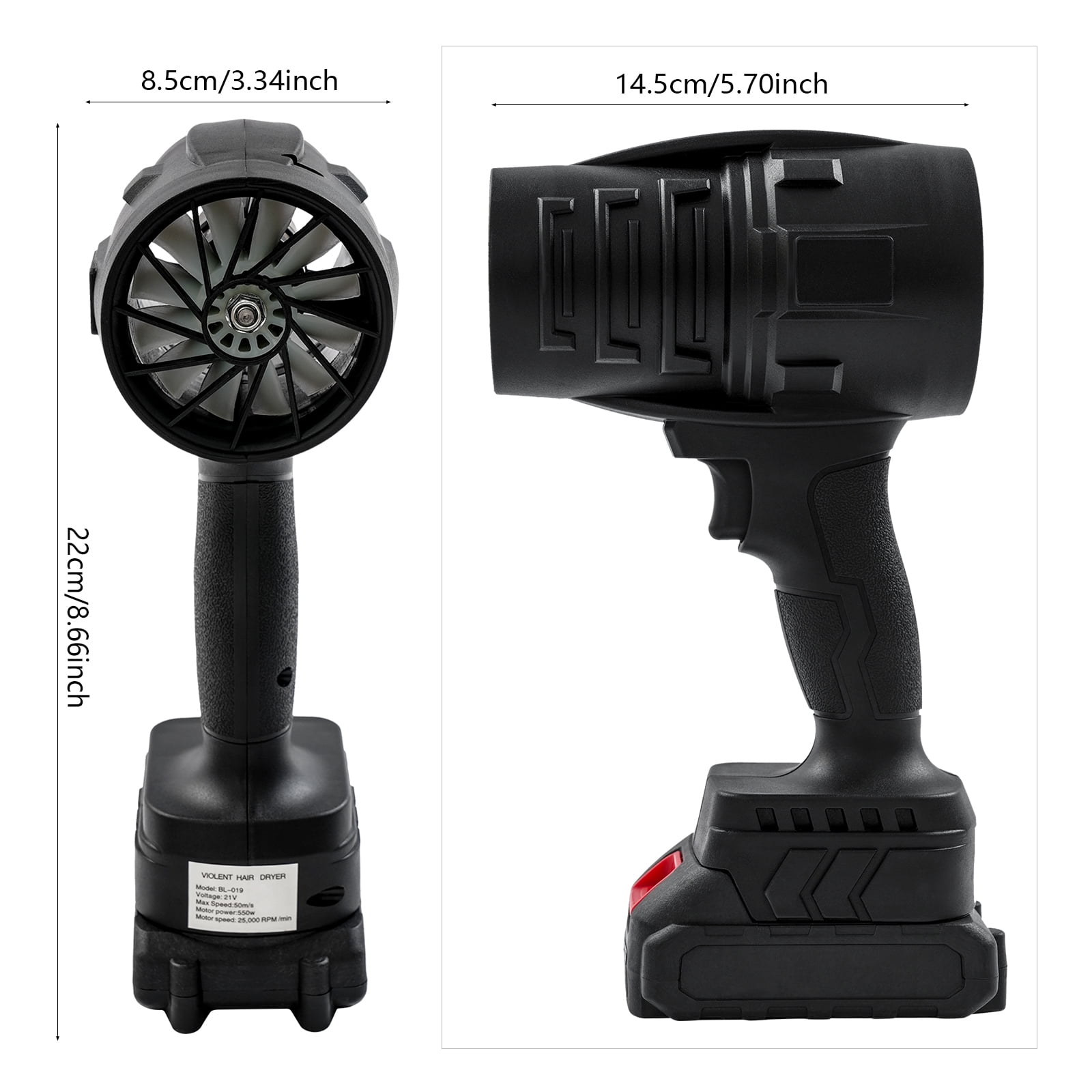 ToppiJoy Lightweight Cordless Leaf Blower, 21V Powerful Leaf Blower with 2 Batteries and Charger, Handheld Blower for Lawn Care, Patio, Yard, Garden, Deck Cleaning