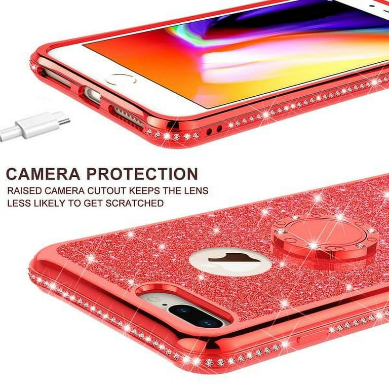 Buy iPhone 7 Plus Case for Girls with Stand, Luxury Sparkle Bling Hard Back  Cover with Ring Kickstand, Slim Fit Shining Fashion Style for Apple iPhone  7 Plus Case Girl - Rose