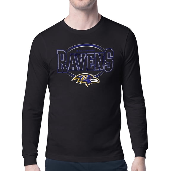 Men's Starter Black Baltimore Ravens Team Track Graphic Long Sleeve T-Shirt