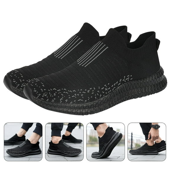 TABLZONE 1Pair Lightweight Casual Sports Shoes Black Breathable Sneakers for Outdoor Use