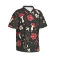 thumbnail image 2 of Daiia Fly Agaric and Flowers Hawaiian Shirt for Men Gentle Cotton Regular Short Sleeve Casual-Small, 2 of 9