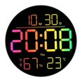 thumbnail image 3 of Reloj de pared digital con control remoto, colores RGB, despertador Dst con luz nocturna para dormitorio, sala de estar, regalo de inauguración de, 3 of 8