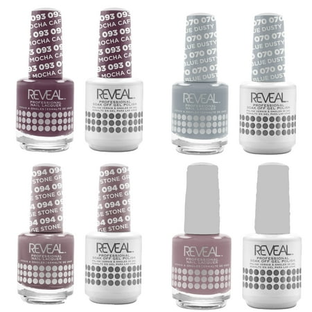 Reveal Fast Drying Long Lasting 8 Piece Gray Pack Nail Polish Multicolor