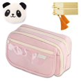 thumbnail image 3 of Clearance Back to School Pencil Case - Panda Pattern 3-Compartment Pencil Pouch, Cute Pencil Box for Kids, School Supplies for Boys and Girls, Great for Colored Pencils and Erasers,Pink, 3 of 4