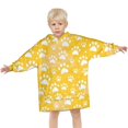 thumbnail image 3 of Yellow Dog Paw Footprint Blanket Hoodies for Kids 6-13YR Oversize Wearable Blanket Hoodies for Boys Girls Teens, 3 of 7