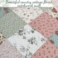 thumbnail image 6 of Cozy Line Country Cottage Floral Blue Pink Scalloped Edge Real Patchwork 100% Cotton 3-Piece Reversible Quilt Set, Queen, 6 of 7