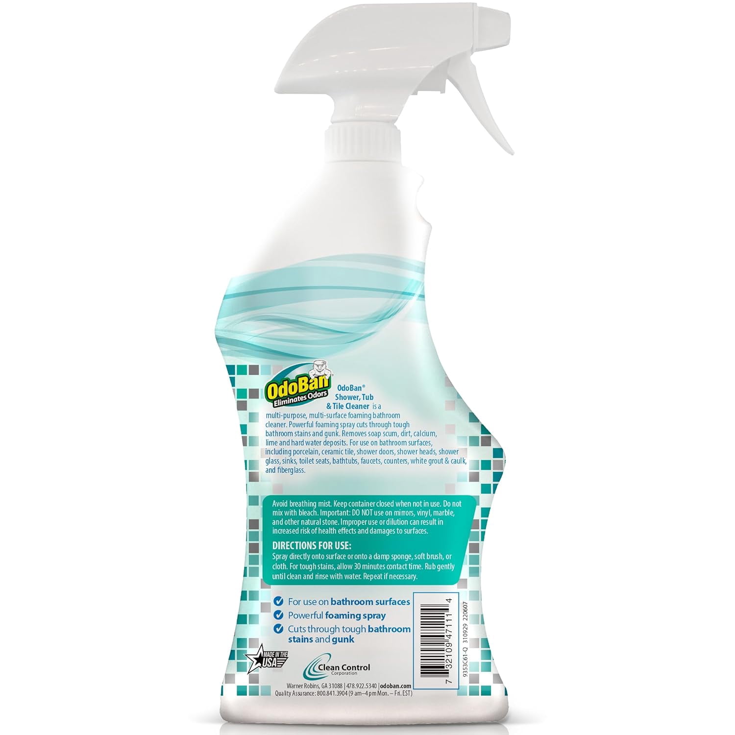 OdoBan Ready-to-Use Shower Tub & Tile Cleaner, 32 Fl Oz Spray, 4 Bottles