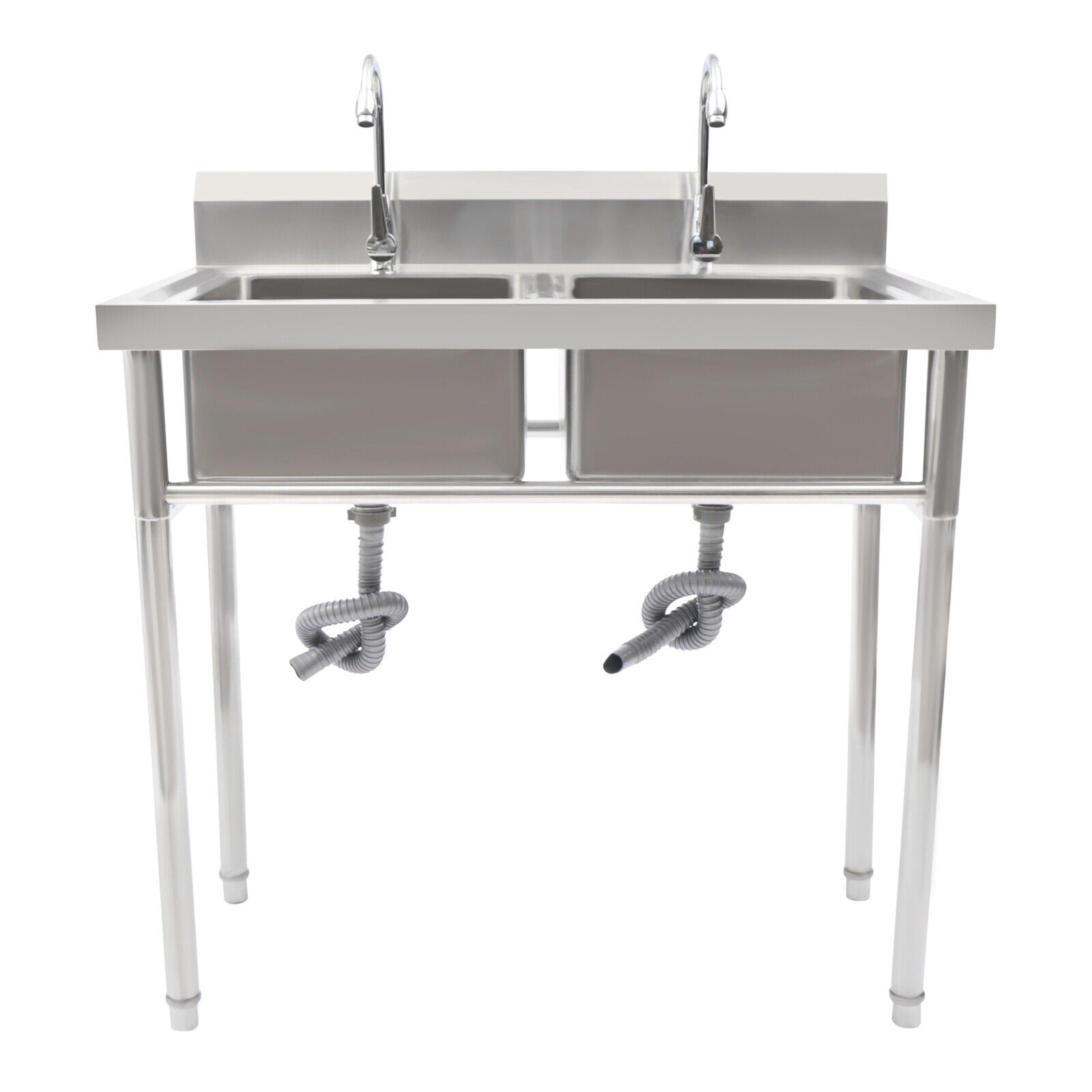2 Compartment Commercial Sink Restaurant Kitchen Utility Sink Stainless Steel