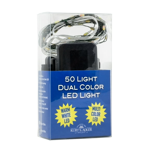 Kurt Adler Battery Operated 50 LED Multi-function Light Set with Remote, Assorted Wire Color, 17.5'