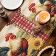 thumbnail image 5 of Red Rooster Flowers Egg Table Runner, Vintage Style Farm Rooster Red Plaid Cotton Linen Kitchen Table Decoration Washable Dining Tabletop Runners for Home Party Decor 13x72 Inches, 5 of 9