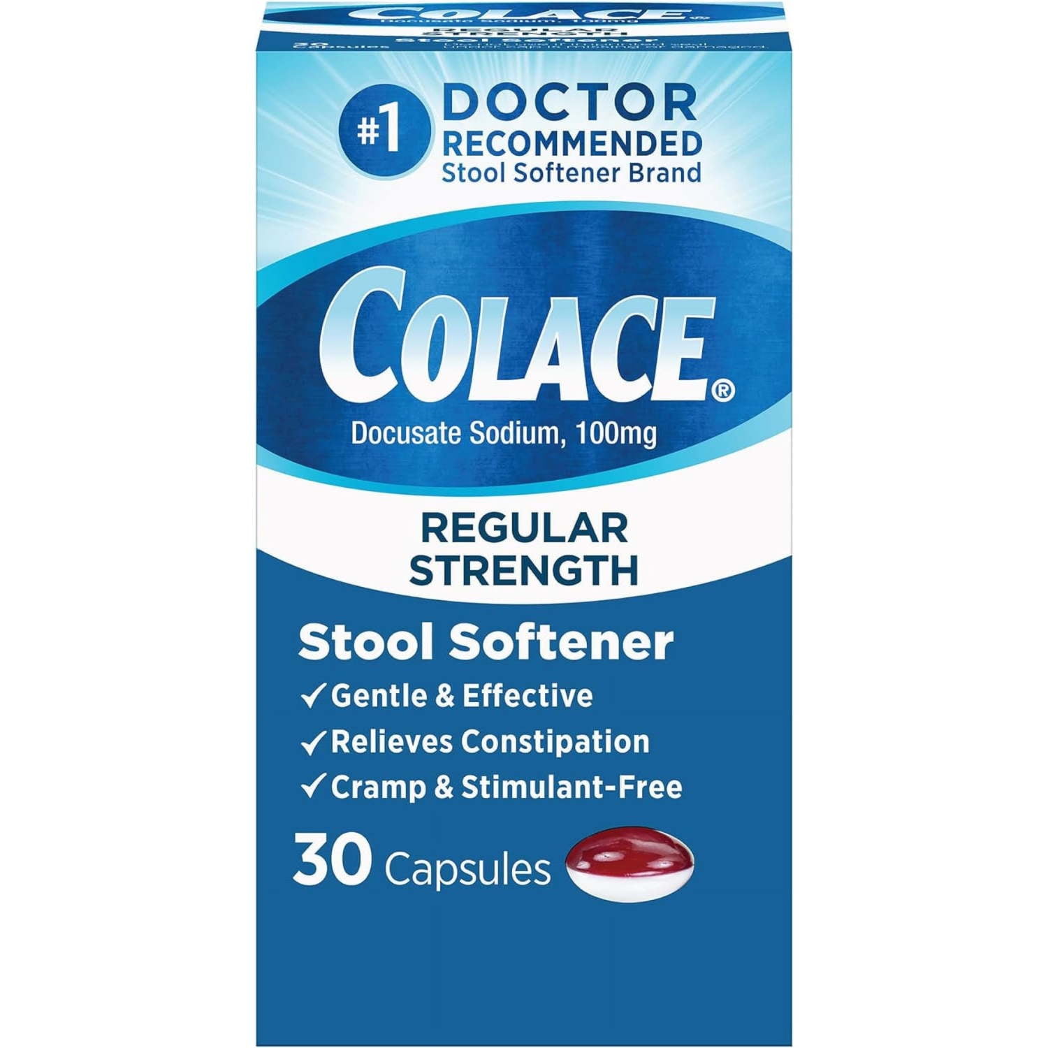 Colace Stool Softener Constipation Relief 100 mg, 100 Capsules