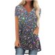 thumbnail image 1 of Mujeres de Manga Larga Superior, Estampado Corto Delantero Larga Espalda Raglan Cuello en V Camiseta de Manga Corta, Casual, 1 of 9