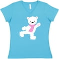 thumbnail image 3 of Inktastic Polar Bear, White Bear, Ice Skating Bear, Scarf Women's V-Neck T-Shirt, 3 of 5