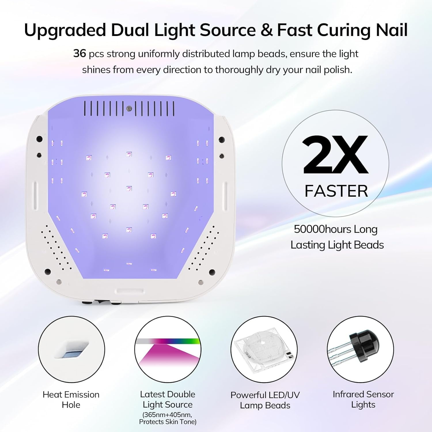UV LED Nail Lamp, Cordless Nail Lamp 54W Rechargeable Nail Dryer Gel Polish Light with Large LCD Display, Professional Gel Curing Lamp with 4 Timer Setting Auto Sensor for Salon and Home