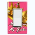 thumbnail image 1 of Metal Light Switch Plate Outlet Cover (My Room My Rules Crown Pink Tilted - Single Rocker), 1 of 2
