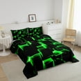 thumbnail image 3 of Erosebridal Futuristic Cubes Bedding Sets Full with Comforter,Neon Green Duvet Insert,Breathable Reversible Comforter Sets Full Size,Geometric Room Decorative,3-Piece, 3 of 8