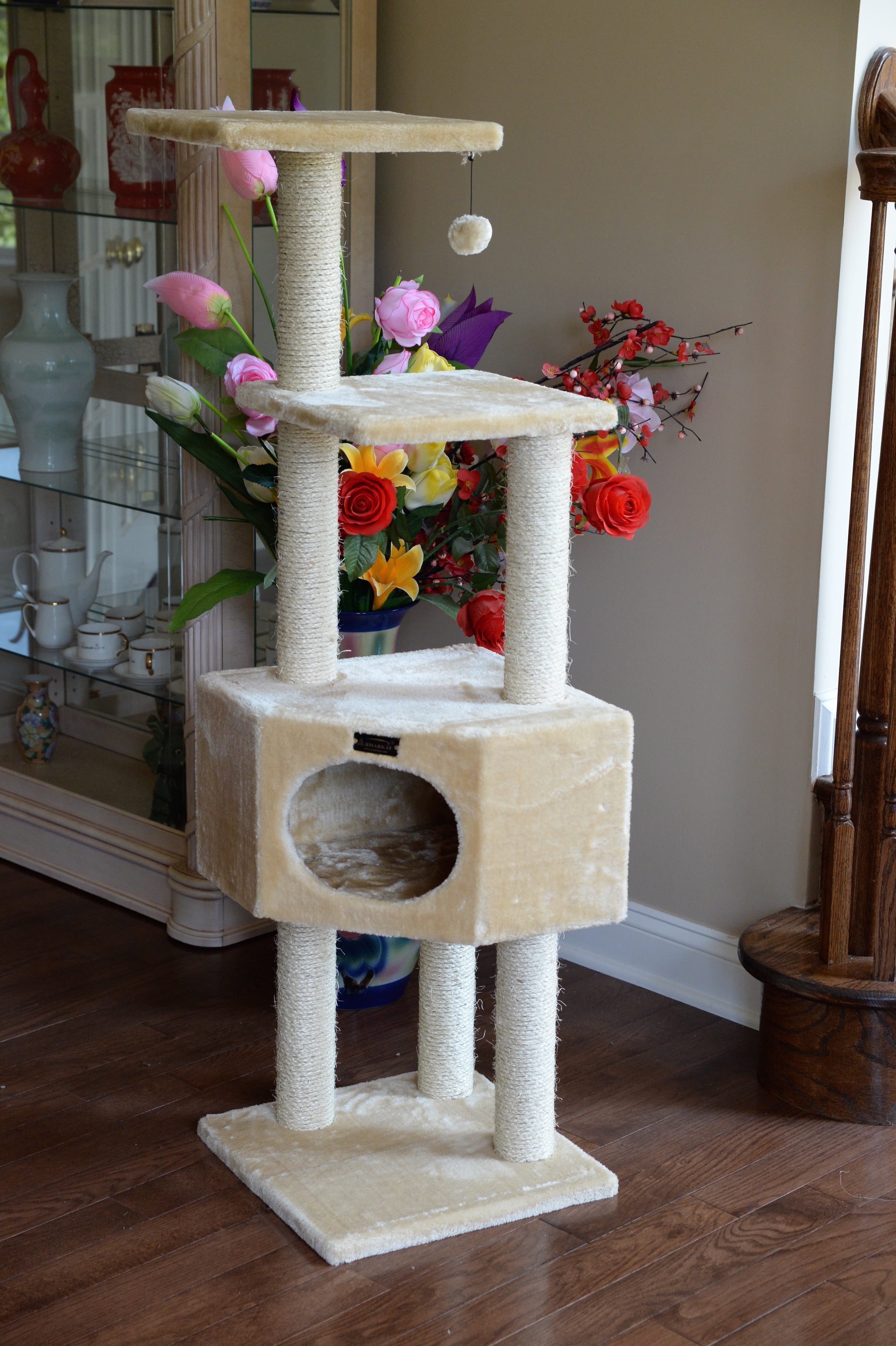 Armarkat 52-in Cat Tree & Condo Scratching Post Tower, Beige