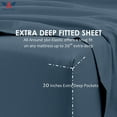 thumbnail image 3 of 20-inch Extra Deep Pockets - Pure Giza Cotton Twin XL Size, Mediterranean Blue Color Bedsheet Set - 400-Thread-Count, 6-PC [1 flat sheet, 1 fitted sheet, 2 pillowcases], 3 of 7