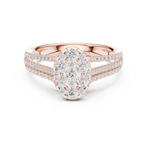 Zuwelria Moissanite Promise Rings | 0.94 Ct Round Cut Moissanite Engagement Ring - Wedding Ring for Women | Halo Diamond Rings | 18K Rose Gold Plated Silver Size 5