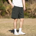 thumbnail image 3 of Bermuda Cargo Shorts for Men Summer Casual Elastic Waist Wide Straight Leg Relaxed Fit Work Shorts with Pockets, 3 of 4