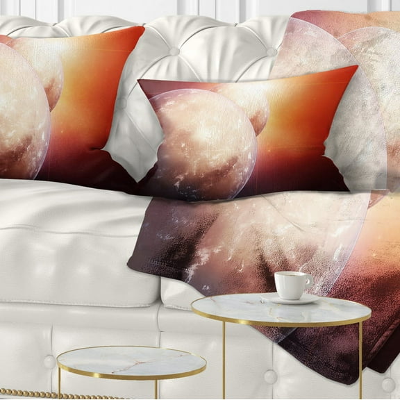 Designart Planets with Rising Star - Spacescape Throw Pillow - 12x20